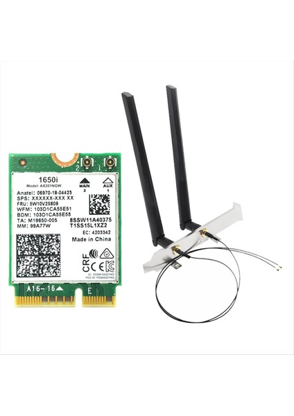 1650I AX201NGW Wifi KART+2X8DB Anten+Bölme 3000MBPS Wifi6 2.4g/5g Cnvıo2 Bluetooth 5.1 WIN10/WIN11 Için Wifi Adaptörü (Yurt Dışından)