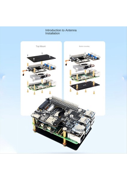 Raspberry Pi 5 Pcıe Ila M.2 4g/5g ve USB 3.2 Adaptör Kartı Için Waveshare Adaptör Kartı 5g 4&#39;ü 1 Arada Anten Modülü (Yurt Dışından) modelleri