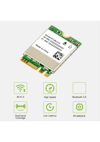RTL8822CE Kablosuz Ağ Kartı Çift Bant 2.4g/5g M.2 A/e Anahtar Wifi Kartı Bluetooth 5.0 Destek Dizüstü Bilgisayar WIN10/11 Linux (Yurt Dışından) modelleri