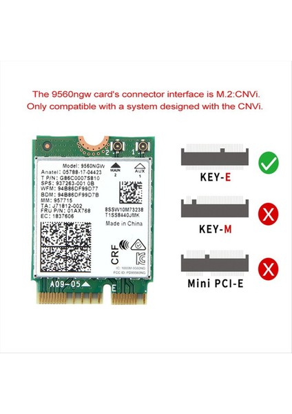 1730MBPS Çift Bant Kablosuz Ac 9560 Masaüstü Kiti Bluetooth 5.0 802.11AC M.2 Cnvı 9560NGW Wifi Kartı (Yurt Dışından) fırsatları