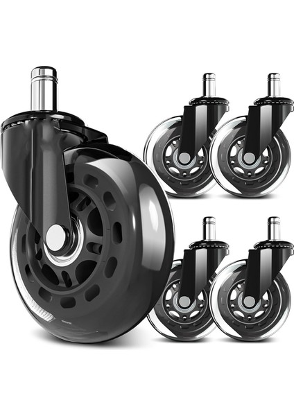5 Adet Ofis Sandalye Tekerlekleri, Oyun Sandalyeleri Için Yükseltilmiş Ağır Hizmetçi Tekerleği, 4.5 Inç Düzgün ve Sessizlik Kauçuk Tekerlekler (Yurt Dışından)