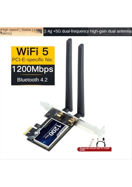 1200M Wifi5 Kablosuz Ağ Kartı 4.2 Bluetooth 2.4g+5g Çift Bant Masaüstü Dahili Pcı-E Wifi Çok Fonksiyonlu Alıcı (Yurt Dışından) indirimleri