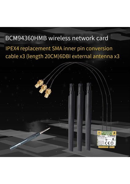 Broadcom Chip Nıc BCM94360HMB Notebook Gigabit AC1300M Bluetooth 4.0 Kablosuz Nıc Pcı-E Arayüzü Nıc, A (Yurt Dışından) fiyatları