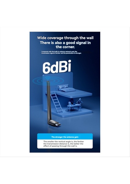 Vention Kablosuz Adaptör AC650 Wifi5 Çift Bant 5g ve 2.4g USB Kablosuz Kart Dongle Pc Masaüstü Dizüstü Bilgisayar (Yurt Dışından)