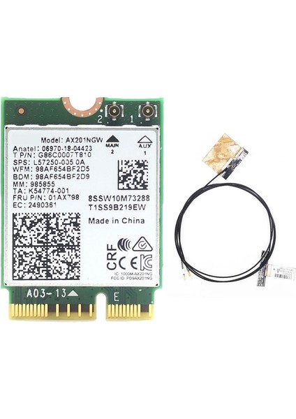 AX201 AX201NGW 2xantenna M.2 Cnvıo2 Ile Wıfı Kartı 2.4 Ghz/5ghz Wifi 6 3000MBPS Bluetooth 5.1 Wıfı Adaptörü WIN10 Için (Yurt Dışından)
