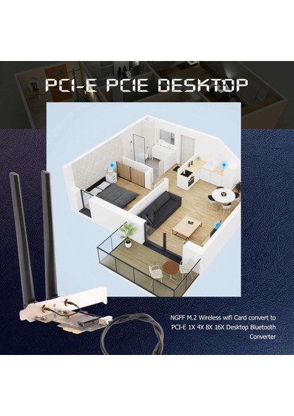 Ngff M2 Kablosuz Kart Pcı-E Pcıe Masaüstü Bluetooth Dönüştürücü Adaptör Intel AX200 9260AC 8265NGW Için 2 Ac Anten ile (Yurt Dışından) fırsatları