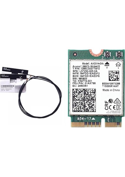 AX201NGW 2xantenna 2.4 Ghz+5ghz Wifi 6 3000MBPS M.2 Cnvıo2 Bluetooth 5.1 Wıfı Adaptörü WIN10 Için (Yurt Dışından)