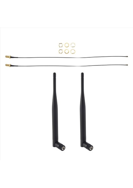 2 x 6dbi 2.4ghz 5ghz Çift Bant Wifi Rp-Sma Anten + 2 x 35CM U.fl / Ipex Kablosu (Yurt Dışından) fiyatları