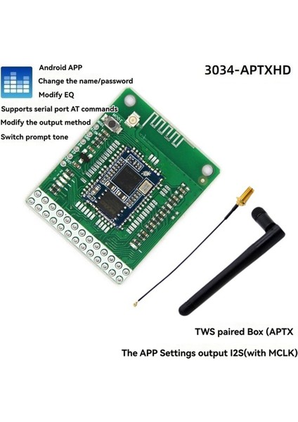 QCC3034 Bluetooth 5.1 Stereo Ses Modülü+Anten DC3.6-5.5V Aptxhd Kayıpsız I2S Çıkışı Sbc/aac/aptx/aptxhd Çağrıyla (Yurt Dışından) indirimleri