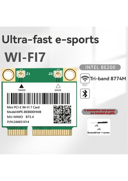Mini-Pcıe BE200 Wıfı7 8774M Trı Bant 2.4g/5g/6ghz Kablosuz Ağ Wifi Kart Adaptörü Wifi 7 WIN10/11 Için Adaptör (Yurt Dışından) indirimleri