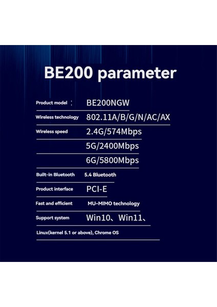 BE200 Wifi 7 Pcı-E Adaptör Kartı Tri Bant 2.4g/5g/6ghz 8874MBPS Bt5.4 Masaüstü Kablosuz Ağ Adaptörü WIN10/11 B (Yurt Dışından) fiyatları