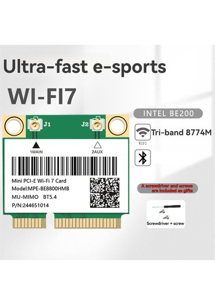 BE200 Wifi7 Mini-Pcıe 8774M Trı Bant 2.4g/5g/6ghz Kablosuz Ağ Wifi Kart Adaptörü Wifi 7 WIN10/11 Için Adaptör (Yurt Dışından) modelleri