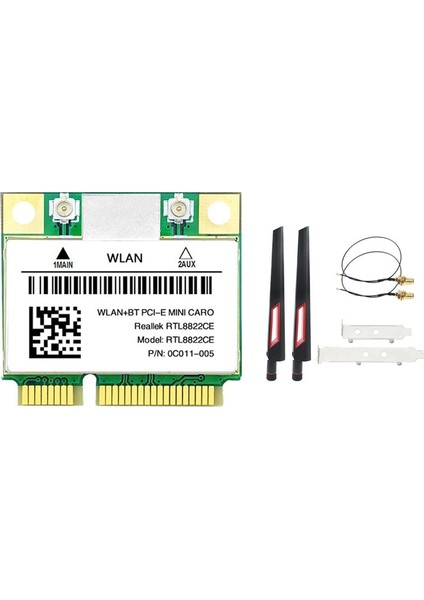 RTL8822CE Wifi Kart +Anten Kiti 1200MBPS 2.4g +5ghz 802.11AC Network Mini Pcıe Bt 5.0 Destek Dizüstü Bilgisayar/pc Windows 10/11 (Yurt Dışından)