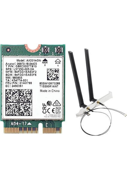 AX201NGW Antenli Wifi Kart 2.4 Ghz+5ghz Wifi 6 3000MBPS M.2 Cnvıo2 Bluetooth WIN10 Için 5.1 Wifi Ağ Kartı (Yurt Dışından)
