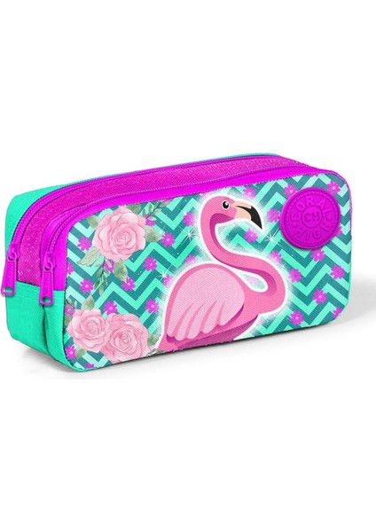 Kids Su Yeşili Pembe Simli Derili Iki Bölmeli Çantası 22290