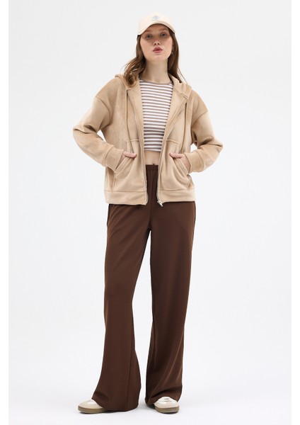 Vizon Kadın Fermuarlı Kapüşonlu Sweatshirt 3059A fırsatları