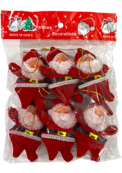 Yılbaşı Süsleri Noel Baba 6 Lı Buyuk 6 cm Kırmızı