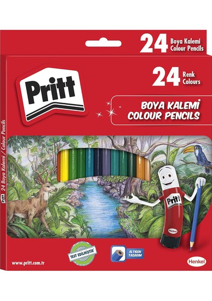 Kuru, Canlı Renklerde, Açması ve Dayanıklı Silinebilir, Yumuşak Mineli Resim, Kaliteli Kırtasiye Malzemesi, 24 Renkli