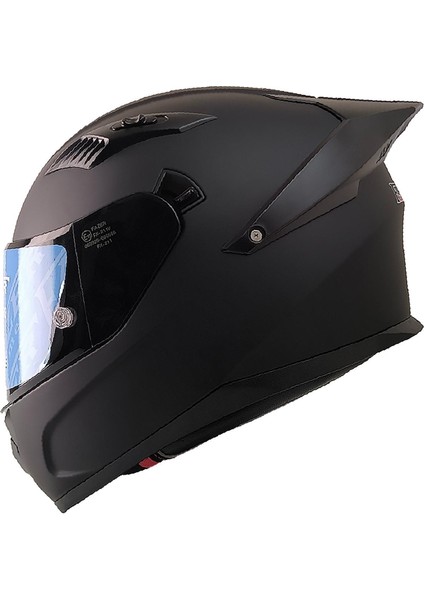 Motosiklet Kask Ece 22.R06 Double Vizörlü Full Face Spoiler Motor Kaskı Mat Black