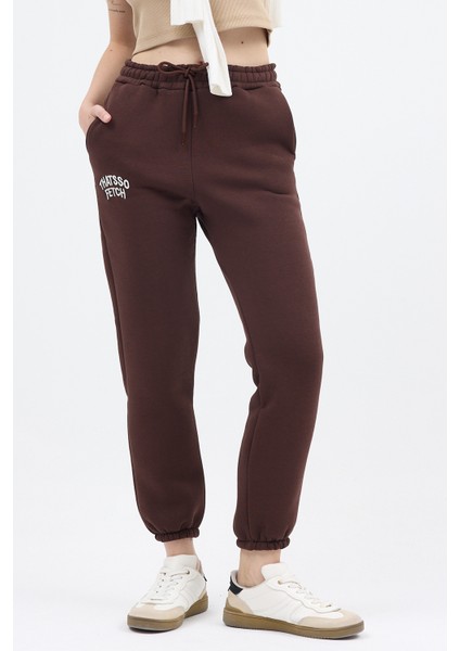 Acı Kahve Yazı Nakışlı Kadın Jogger Eşofman Altı 9219M modelleri