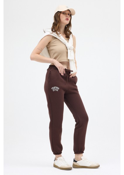 Acı Kahve Yazı Nakışlı Kadın Jogger Eşofman Altı 9219M
