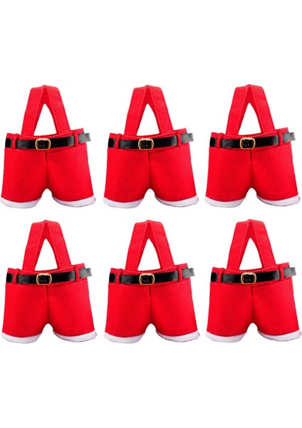 6 Pack Christmas Santa Pantolon Hediye Çantaları, Küçük Şeker Çantaları, Noel Partileri Dekoratif Hediye Poşetleri Hediyeler Için (Yurt Dışından)
