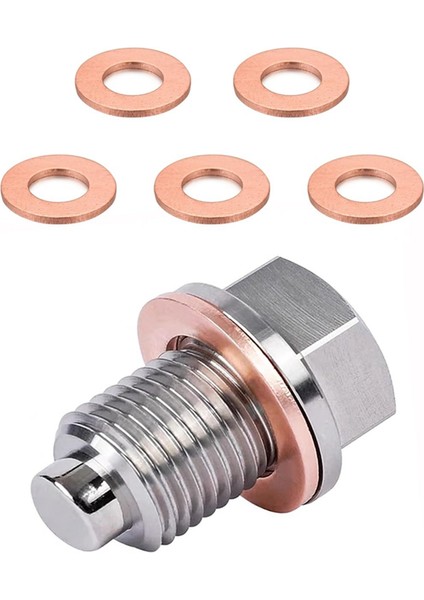 M14 x 1.5 Manyetik Yağ Drenaj Tapası, 5 Kırılma Yıkayıcı Contalı Karter Tahliye Somun Cıvatası, Sızdıran Yağ Drenaj Tapası Değiştirme (Yurt Dışından)