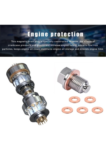 M14 x 1.5 Manyetik Yağ Drenaj Tapası, 5 Kırılma Yıkayıcı Contalı Karter Tahliye Somun Cıvatası, Sızdıran Yağ Drenaj Tapası Değiştirme (Yurt Dışından) fırsatları
