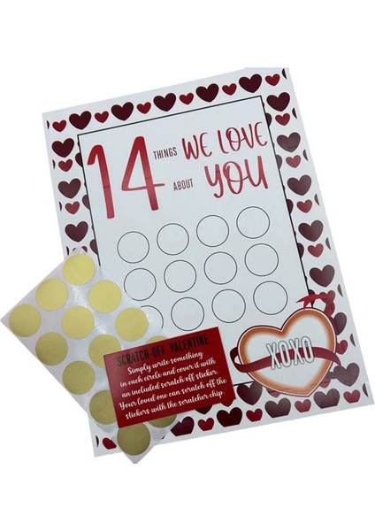 14 Şey Sevgililer Günü Günü Scratch-Off Baskı Romantik Tebrik Aşk Koyu Kartları Için Kırpma Kartı, A (Yurt Dışından)