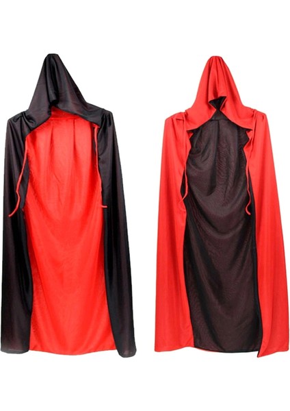 2pcs Cadılar Bayramı Vampir Pelerini, Cadılar Bayramı Yetişkin Cosplay Için Tersinir Kapüşonlu Vampir Cape, Siyah ve Kırmızı 5ft B (Yurt Dışından)
