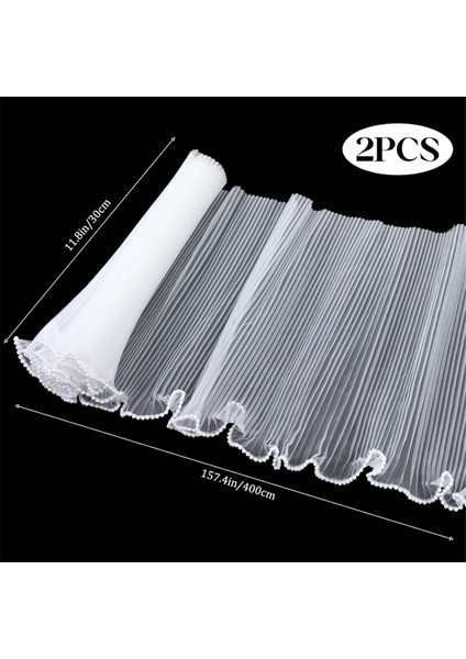 2 Paket 4.5 Yarda Beyaz Çiçek Ambalaj Kağıdı Inci Kenar Mesh Buket Sarma Kağıdı Inci Kırışık Dalga Net Ipliği (Yurt Dışından) modelleri