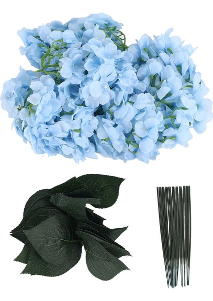 Açık Mavi Ortanca Ipek Çiçekler Kafaları Paketi 20 Tam Ortanca Çiçekleri Düğün Sapları ile Yapay (Yurt Dışından) indirimleri