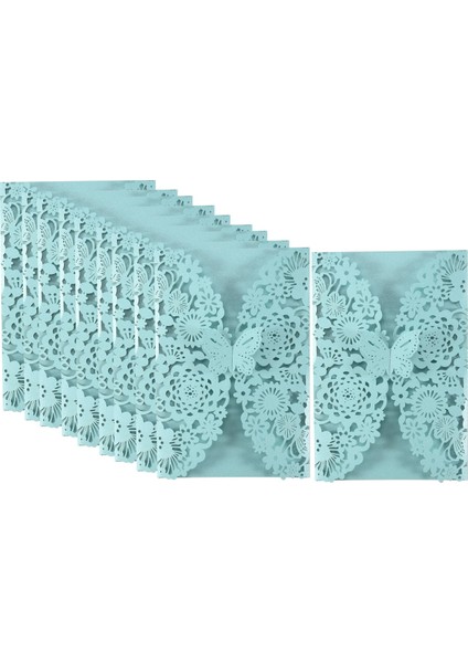 10PCS/SET Hassas Oyma Kelebekler Romantik Düğün Partisi Davetiye Düğün Için Davetiyeler ： Mavi Yeşil (Yurt Dışından)