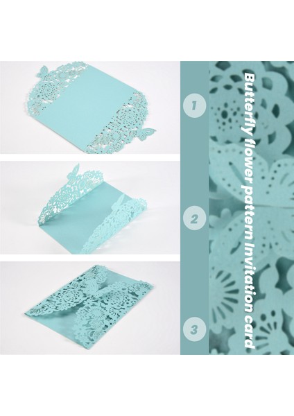 10PCS/SET Hassas Oyma Kelebekler Romantik Düğün Partisi Davetiye Düğün Için Davetiyeler ： Mavi Yeşil (Yurt Dışından) indirimleri
