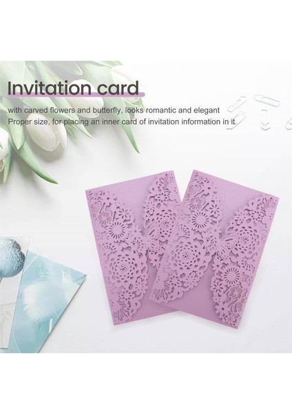 10PCS/SET Hassas Oyma Kelebekler Romantik Düğün Partisi Davetiyesi Düğün Için Davetiyeler ： Hafif Mor (Yurt Dışından) fırsatları