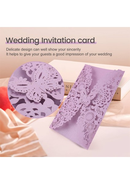 10PCS/SET Hassas Oyma Kelebekler Romantik Düğün Partisi Davetiyesi Düğün Için Davetiyeler ： Hafif Mor (Yurt Dışından) indirimleri