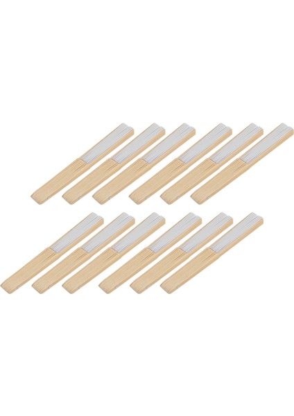 12 Paket El Fanları Beyaz Kağıt Fan Bambu Katlanır Fanlar Kilise Düğün Hediyesi, Parti Favorları, Dıy Dekorasyon Için El Taşıyıcı Fan (Yurt Dışından)