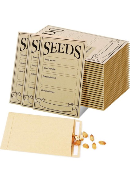 100 Pcs Tohum Paketleri Zarflar: Tohum Depolama Için Küçük Tohum Zarfları Kendi Kendini Sızdırmaz. (Yurt Dışından)