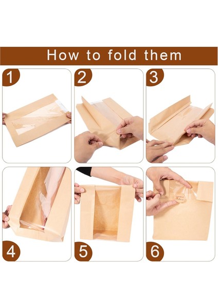 Kurabiye, Şekerler ve Ikramlar Için Conta Çıkartmaları ile Açık Pencere Ekmek Torbaları ile 100 Paket Kağıt Ekmek Depolama Torbaları (Yurt Dışından) indirimleri