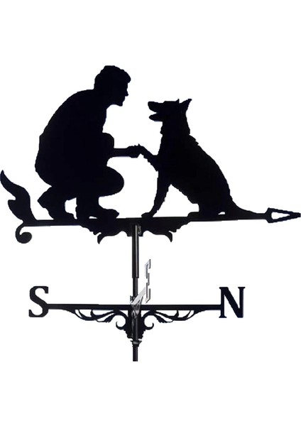 Paslanmaz Çelik Weathervan Siyah Metal Veranda Çatı Açık Dekoratif Weathervan Açık Bahçe Çatı Çit Weathervan (Yurt Dışından)