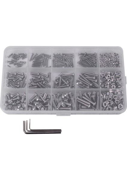480PCS Düğme Kafası 12 Boyutlar Vida ve Fındık Kiti, M2 M3 M4 Çelik Çıkarılı Hex Soket Kap Kapak Cıvataları Vidalar Fındık Çeşitli Set Kiti (Yurt Dışından)