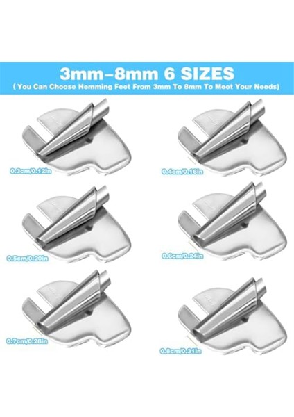 Dikiş Haddelenmiş Hemmer Ayağı, Geniş Dar Haddelenmiş Preser Ayak Dikiş Makinesi Ayağı, 3mm-8mm Evrensel Haddelenmiş Ayak Aleti (Yurt Dışından) modelleri