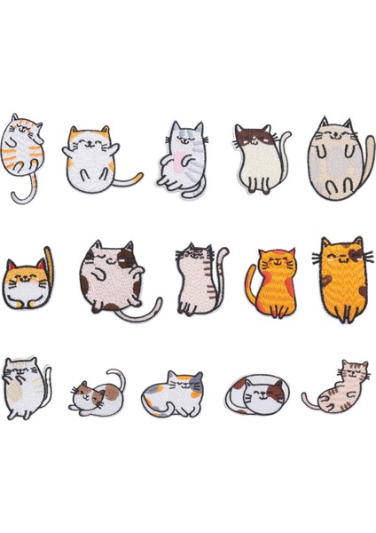 Yamalar Üzerinde Işlemeli Demir, 15PCS Kot Ceketler Için Canlı Sevimli Kedi Nakış Yamaları Dikiş Aplike Diy Aksesuar (Yurt Dışından)