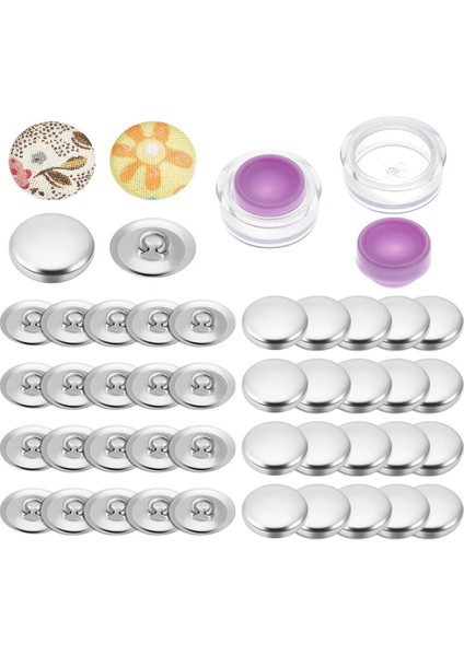 100 Set Kapak Düğmesi Kiti, Kumaş Düğmesi Yapım Kiti, Kumaş Bezle Kaplı Düz Arka Düğmeler Yapımcısı, A (Yurt Dışından)