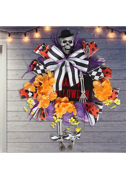 Ön Kapı Için Cadılar Bayramı Çelenk, Cadılar Bayramı Örgü Çelenk, Pumkin ve Bacaklı Insan Iskeleti, Eğlenceli Cadılar Bayramı Sundurma Dekoru (Yurt Dışından) fiyatları