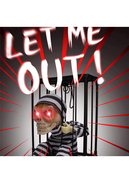 Çığlık Atan Animasyonlu Cadılar Bayramı Dekorasyonları, Hareket Sensörü ile Cadılar Bayramı Dekor Prop, Korkunç Kafatası Kafesi Mahkum, B (Yurt Dışından) modelleri