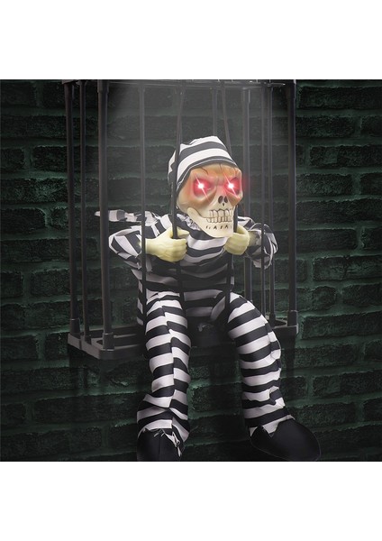 Çığlık Atan Animasyonlu Cadılar Bayramı Dekorasyonları, Hareket Sensörü ile Cadılar Bayramı Dekor Prop, Korkunç Kafatası Kafesi Mahkum, B (Yurt Dışından) indirimleri