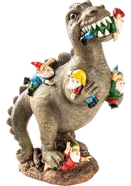 Dinozor Gnomes Bahçe Heykelleri Açık Dekor Doğum Günü Hediyeleri Anne Hediyeleri, Veranda Dinozor Yeme Cüceler Heykelleri (Yurt Dışından)