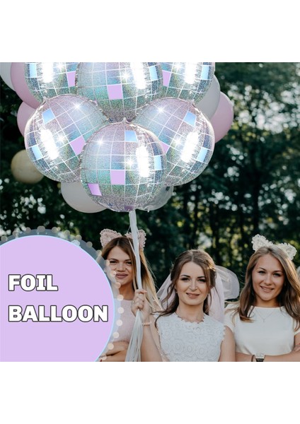 6pcs Yanardöner Disko Top Balonları, Büyük Parlak Gümüş Disko Alüminyum Folyo Balonlar Doğum Günü Bekar Parti Dekorasyonu (Yurt Dışından) fırsatları