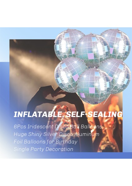 6pcs Yanardöner Disko Top Balonları, Büyük Parlak Gümüş Disko Alüminyum Folyo Balonlar Doğum Günü Bekar Parti Dekorasyonu (Yurt Dışından) indirimleri